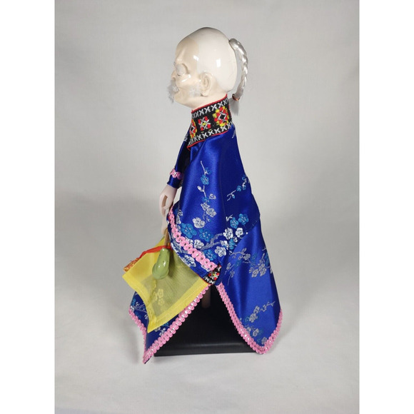 Vintage Hand Glove Puppet Male Figure In Blue With Stand - Picture 6 of 16